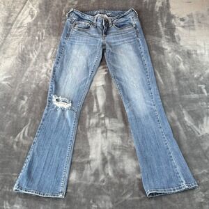 American Eagle Skinny Kick Jeans Womens 2 R Distressed Stretch Low Rise